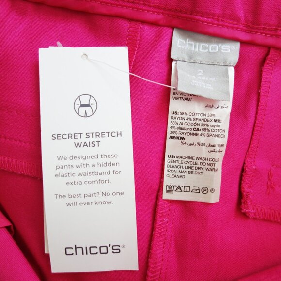 Chicos Secret Stretch Bermuda Shorts Berry Pink (Sz 12 Chico 2) NWT! - Picture 7 of 9